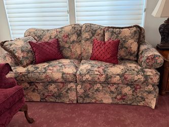 Floral Upholstered Two-Cushion Sofa