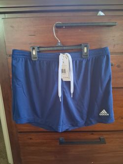 2 NWT Adidas Women Aeroready Knit Shorts Navy Blue White Size Large