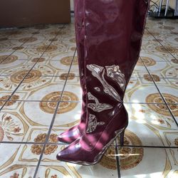 Faux Patent Leather Over-The-Knee Boots