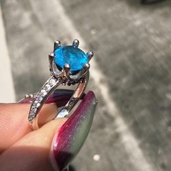 Pandora Topaz Princess Cut Ring Sz 6, 7
