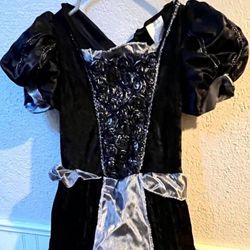 Halloween Girls Black Silver Witch Dress Costume