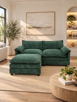 Green Reversible L Chaise Cloud Couch Sectional [FREE Delivery]