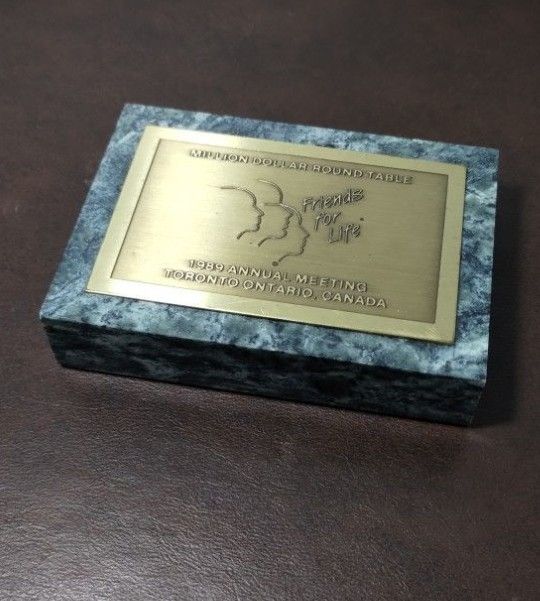 MARBLE - BRASS PAPERWEIGHT 6"×4" - Q3