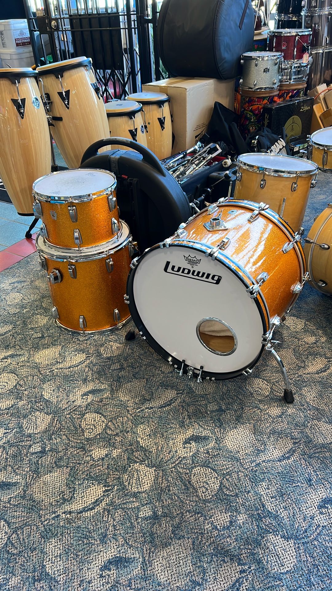 Ludwig Maple Drum Set - Orange Glass Glitter