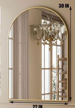 (2) 22”Wx30”H Gold Arched Mirror