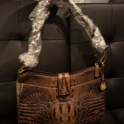 Chocolate brown Crocodile Leather Brahmín bag