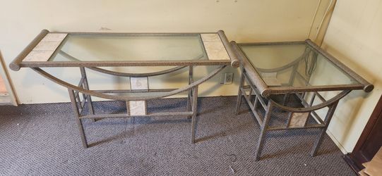 Glass and Metal Table Set-$120