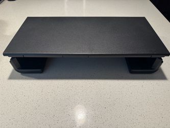 Expandable Black Monitor Stand with Storage Drawers