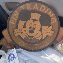 Disney Parks Mickey Pin Trading Board Display and Pin 25th Anniversary 18x14 New