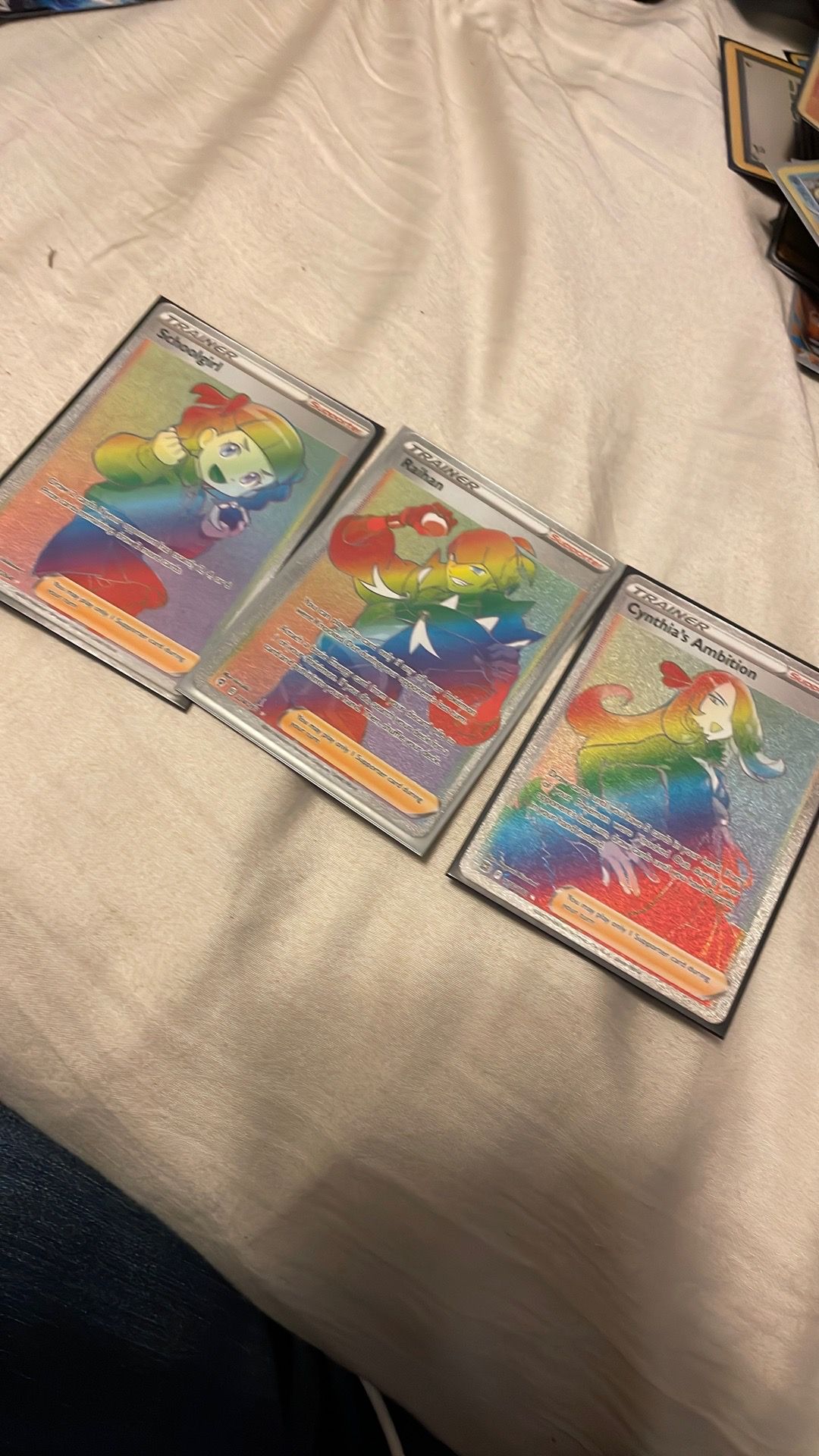3 full art rainbow trainers raw card