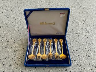 Vintage 1988 SEOUL OLYMPICS SPOON & Fork Collector Set. Gold Colored. Pre Owned.