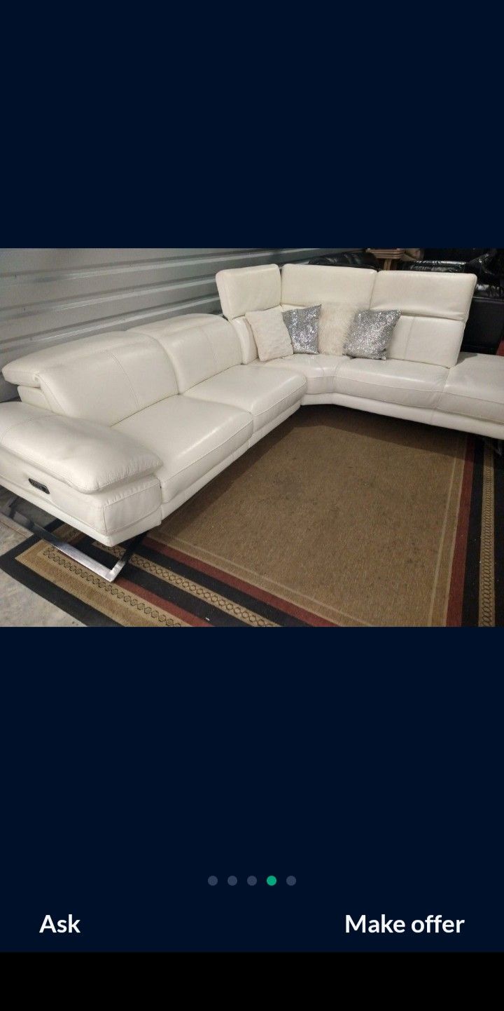 SECTIONAL GENUINE LEATHER RECLIER ELECTRIC WHITE COLOR...SERVICE AVAILABLE π₯ππ₯π