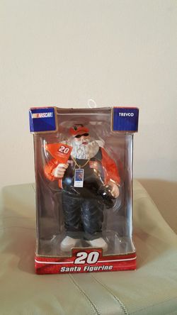 Nascar Tony Stewart #20 Santa Racing Spectator 8" Figurine Orange Flag Binoculars