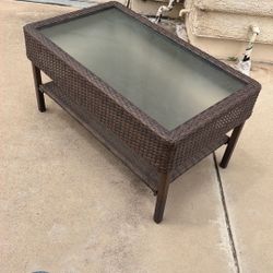 Brown Wicker Patio Table