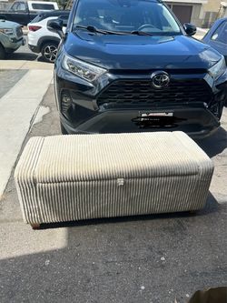 Cream Corduroy Upholstered Storage Ottoman Bench