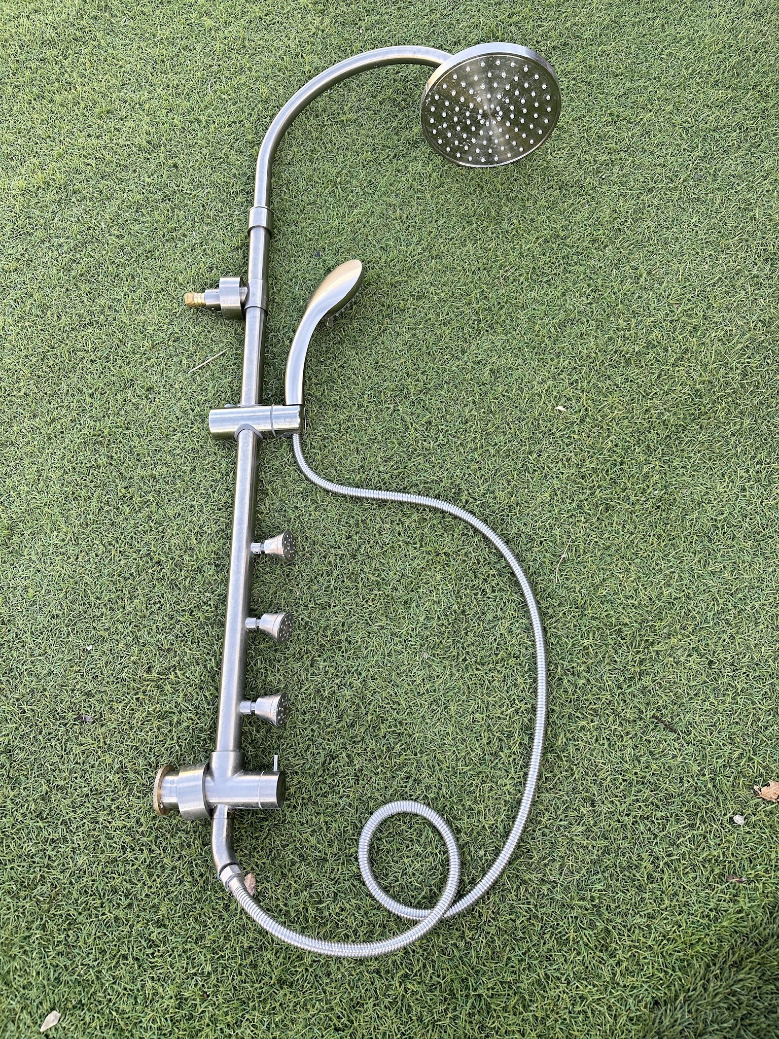 Stainless steel waterfall shower for bathroom.