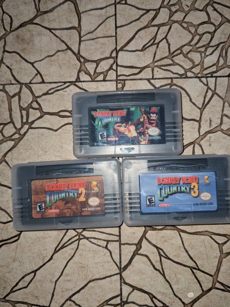 All 3 Donkey Kong Country Games 1 2 & 3 One Two Three Game Boy Gameboy Advance GBA Cartridges