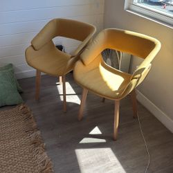 Set Of Two Yellow Comfy Dining Room/ Desk Chairs 