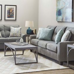 Brand New Simmons Upholstery Fabric Sofa + Loveseat 2PCs Set