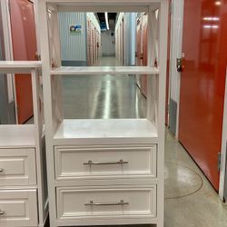One White 2 Shelf Storage Cabinet With Drawers