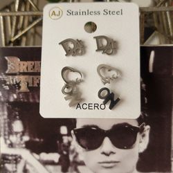 Earrings Women Fashion Jewelry Accessory Stainless STEEL  3 Pcs Designer LOT New