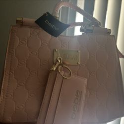 Pink Patent Leather Bebe Purse And Wallet
