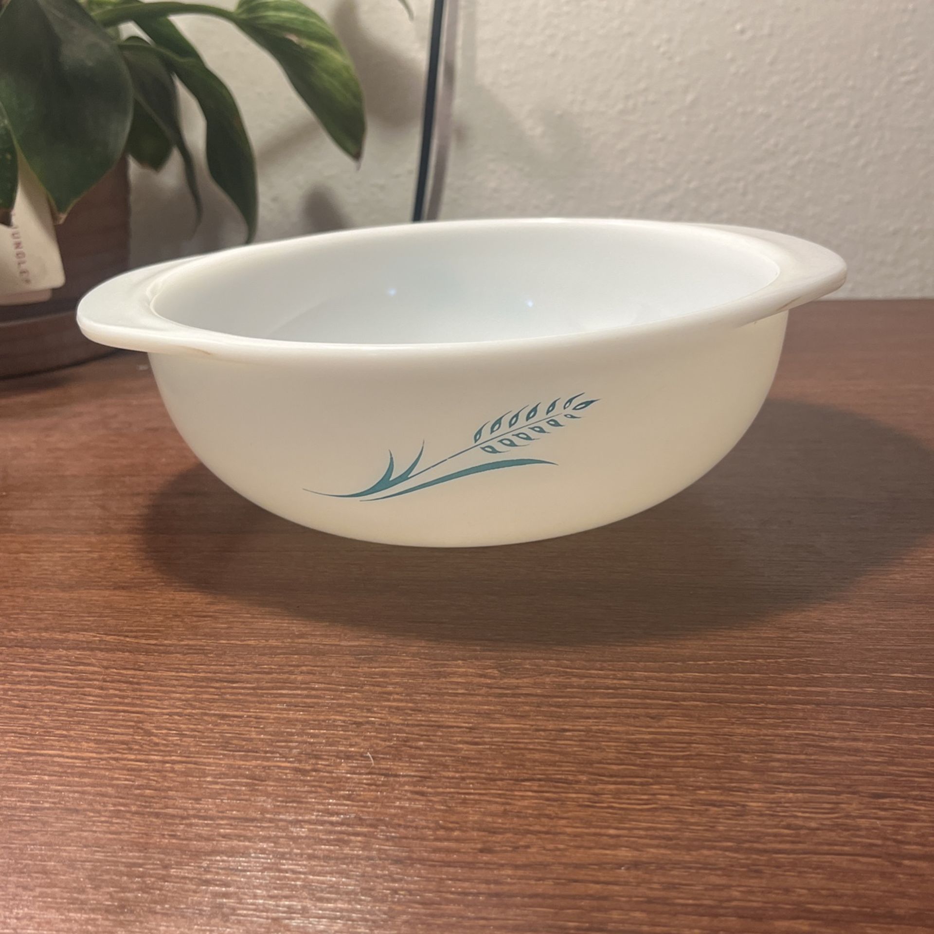 Vintage Pyrex Turquoise Wheat Milk Glass Bowl With No Lid