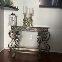 Glass Top Console Table