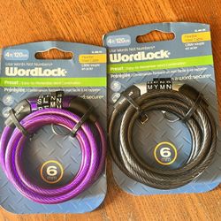 2 Word Locks ,Bike Lock 4 Ft ( 6 Mm )