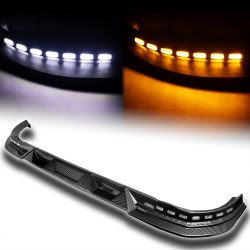 For 2016-2018 Toyota Rav4 Carbon Painted LED Sequential Lights Front Bumper Lip -(2-PU-216-LED-PCF
