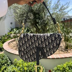 Blue Dior Oblique Jacquard Saddle Bag Women’s 