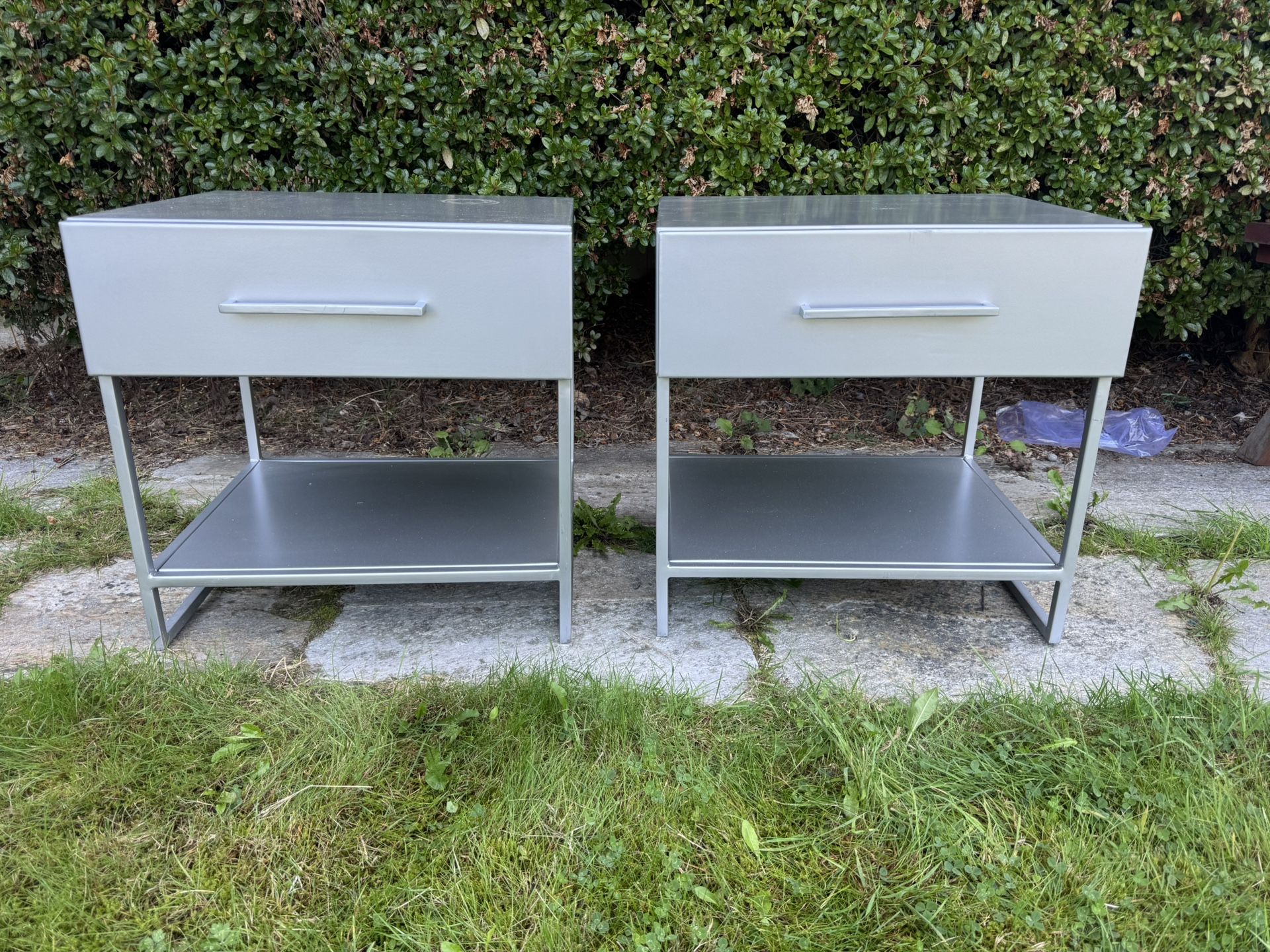 CB2 Industrial Style Nightstand Set
