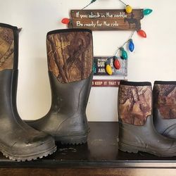 RedHead Camo Utility Waterproof Rubber Boots for Men size 12 and kids size 11