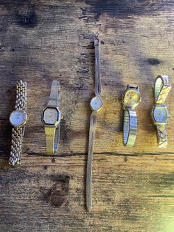 Vintage Ladies Watch Lot - Citizen, Caravelle 10k R.G Bezel, Acqua by Timex & La Express