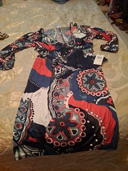 Long Sleeve Printed Dress with Tags