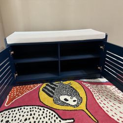 Navy-blue storage bench