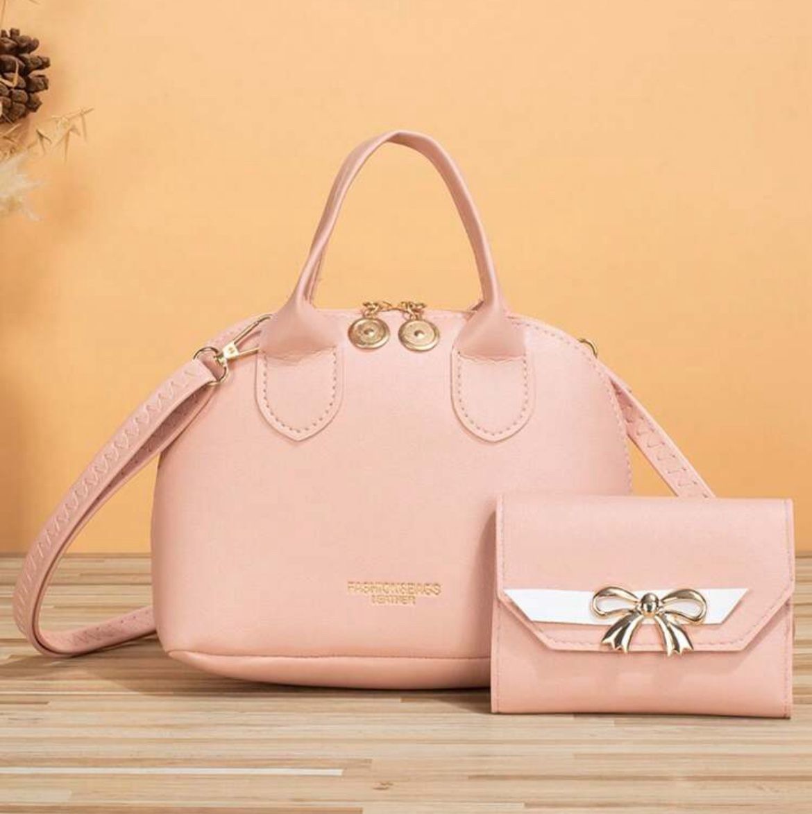 Pink Shell Bag + Wallet