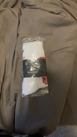 White Crew Socks with Red Detail
