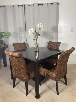 Gorgeous BOHO Dining Table With 4 Rattan Chairs from Pier 1 Imports 