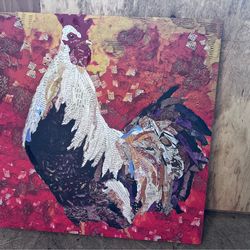 Reproduction print of  "Kahaan CockADoodle D" or "Report Card Rooster" by contemporary artist Elizabeth St. Hilaire Nelson