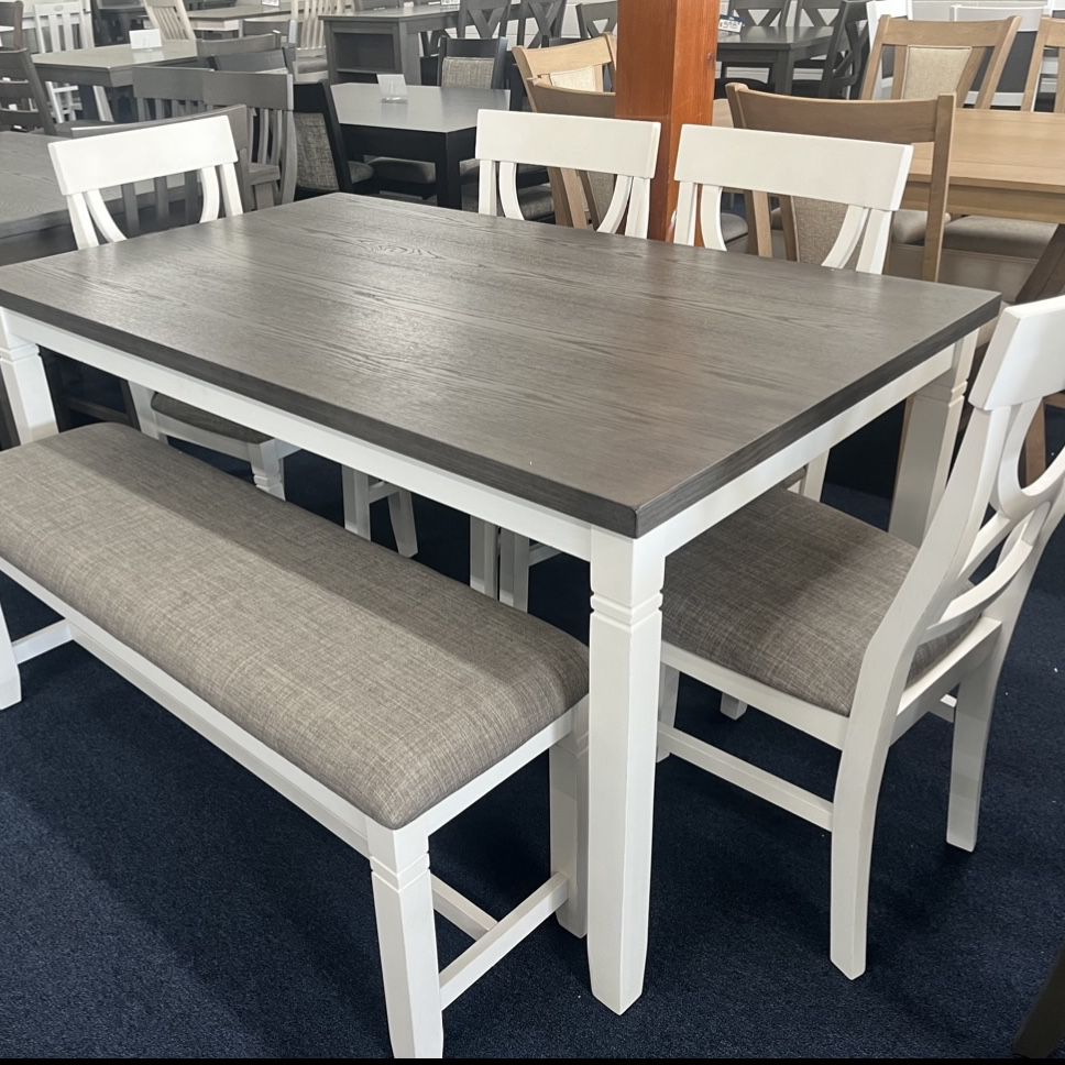 Grey And White 6pc Dining Set
