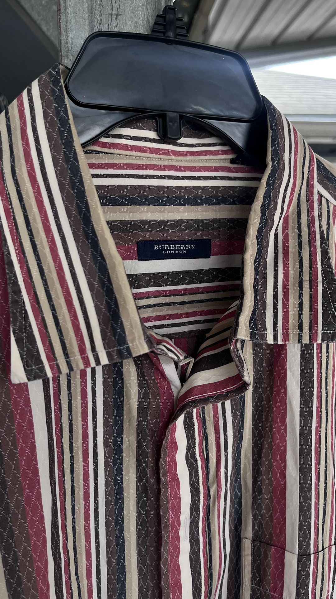 Burberry London Dress Shirt Long Sleeve Button Down Vertical Stripes Mens Sz XXL