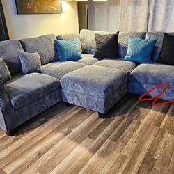 New! Super Comfy ~ Luxurious Soft Touch Sofa Sectional! Free Xl Ottoman!