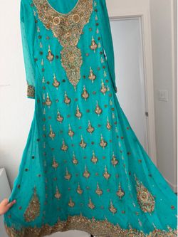 Elegant Pakistani embroidered Chiffon Long Frock / Maxi Dress