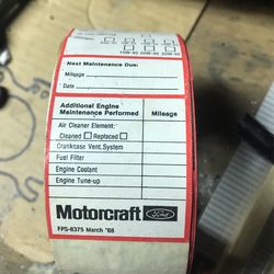 1988 Motor craft Service Reminder Stickers