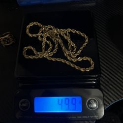 30inch  14k Gold Rope Chain 49.9Grams