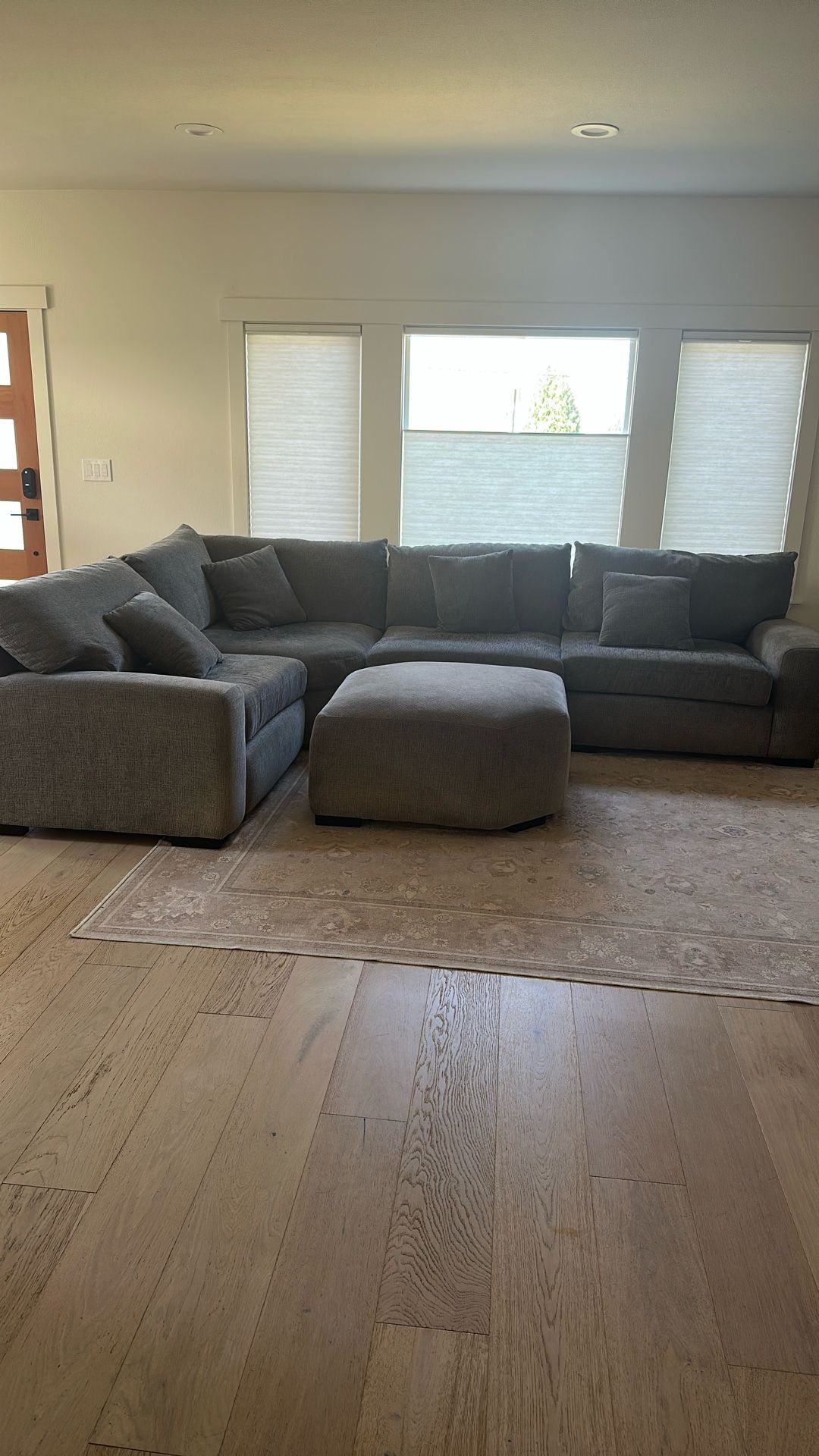 Large Sectional Couch, Ottoman, & Pillows