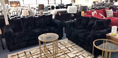 NEW IN BOX - Black Cord Comfy Fabric Sofa & Loveseat Set