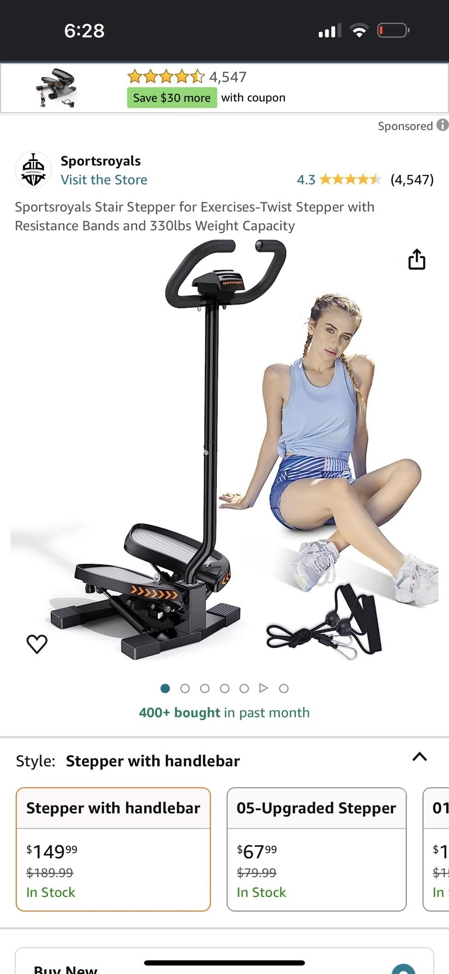 Sportsroyals Stair Stepper for Exercises-Twist Stepper with Resistance Bands and 330lbs Weight Capacity