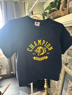 M champion blue sweatshirt